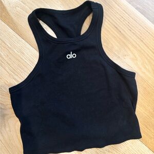 ALO Yoga Black Ribbed Racerback Tank Top